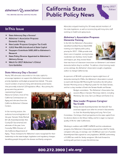 State Policy Spring Newsletter - Alzheimer`s Association, California