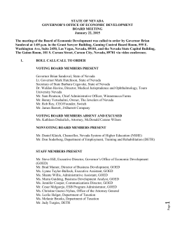 STATE OF NEVADA GOVERNOR`S OFFICE OF ECONOMIC