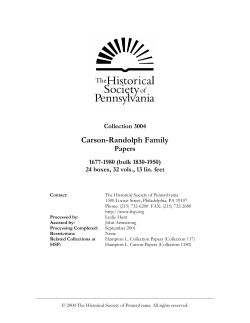 Carson-Randolph Family - Historical Society of Pennsylvania