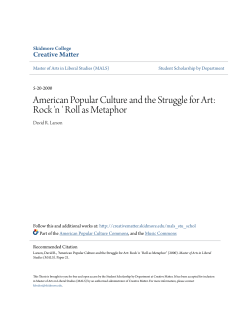 American Popular Culture and the Struggle for Art: Rock `n ` Roll as