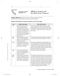 Military Society and the Role of the Samurai - MGuenther