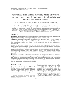Personality traits among currently eating disordered, recovered and