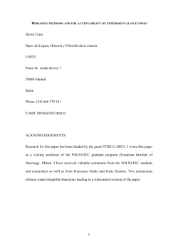 David Teira Dpto. de L&oacute;gica, Historia y Filosof&iacute;a de la - e