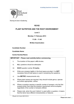 Level 2 past paper R2102, 2013, plant nutrition and the root