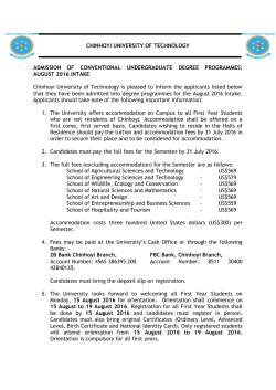 AUGUST 2016 INTAKE Chinhoyi Univers