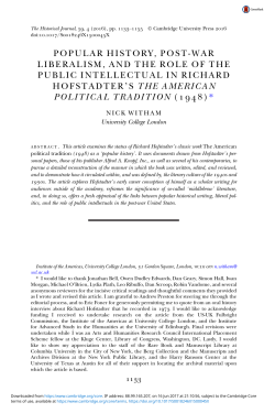 popular history, post-war liberalism, and the role of the public