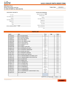 G-S2.5 COOLER PARTS ORDER FORM