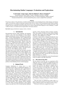 Discriminating Similar Languages: Evaluations and Explorations