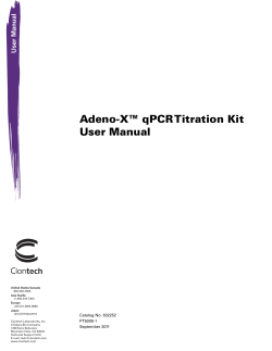 Adeno-X&trade; qPCR Titration Kit User Manual