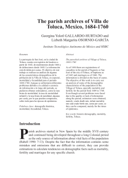 The parish archives of Villa de Toluca, Mexico, 1684-1760