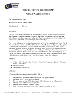 Two-day Lesson Plan - Pennsylvania Veteran`s Museum