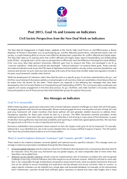 Post 2015, Goal 16 and Lessons on Indicators