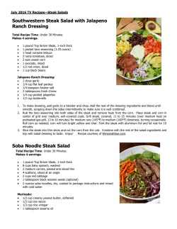 Southwestern Steak Salad with Jalapeno Ranch Dressing Soba