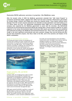 Outcome NCEA advisory services in practice: the Maldives case.
