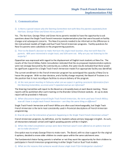 Single Track French Immersion Implementation FAQ