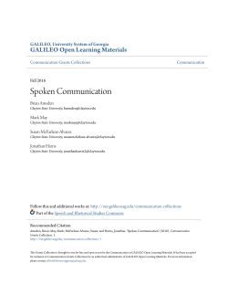 Spoken Communication - GALILEO Open Learning Materials