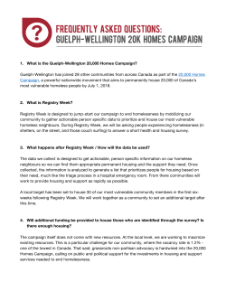 1. What is the Guelph-Wellington 20,000 Homes Campaign? Guelph