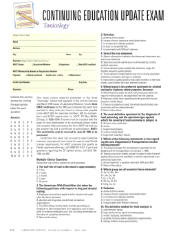 EDUCATION UPDATE EXAM Toxicology