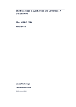 Child Marriage in West Africa and Cameroon: A