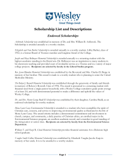 Scholarship List and Descriptions