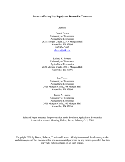 Factors Affecting Hay Supply and Demand in Tennessee Authors