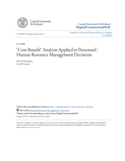 "Cost-Benefit" Analysis Applied to Personnel/Human Resource