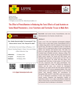 The Effect of Penicillamine in Reducing the Toxic Effects of Lead