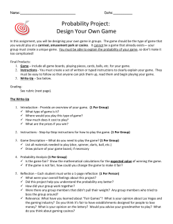 Probability Project: Design Your Own Game