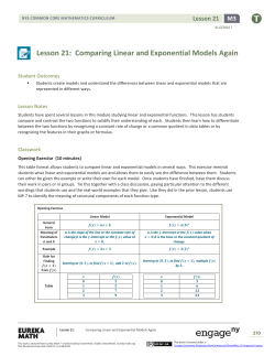 Lesson 21: Comparing Linear and Exponential Models Again