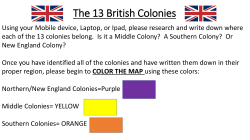 The 13 British Colonies