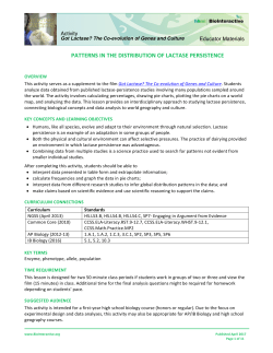 patterns in the distribution of lactase persistence