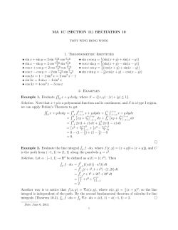 MA 1C (SECTION 11) RECITATION 10 1. Trigonometric Identities