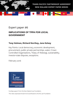 Expert Paper #6: Implications of TPPA for Local Government