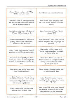 Queen Victoria fact cards