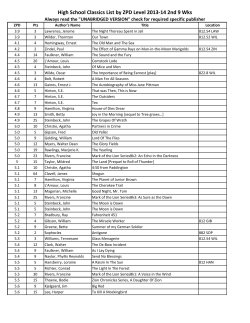 High School Classics List by ZPD Level 2013