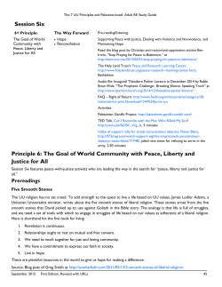 Session Six Principle 6: The Goal of World Community with Peace