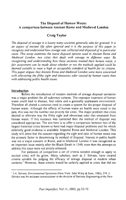 The Disposal of Human Waste: A comparison between Ancient