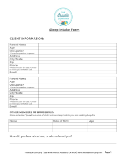 Sleep Intake Form - The Cradle Company