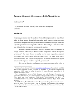 Japanese Corporate Governance: Behind Legal Norms