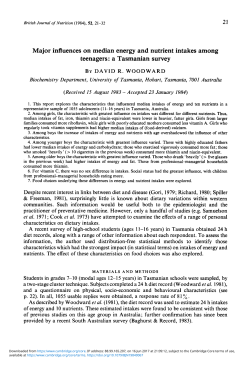 Major influences on median energy and nutrient intakes among