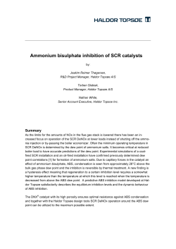 Ammonium bisulphate inhibition of SCR catalysts