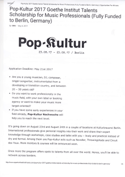 Scholarship for Music Professionals (Fully Funded