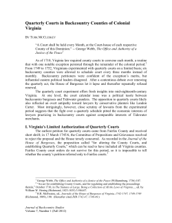 Quarterly Courts in Backcountry Counties of Colonial Virginia