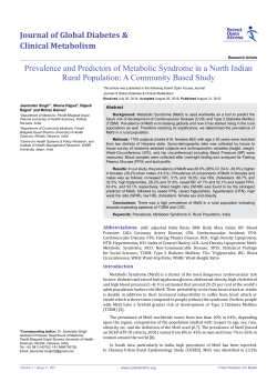 Prevalence and Predictors of Metabolic Syndrome in a North Indian