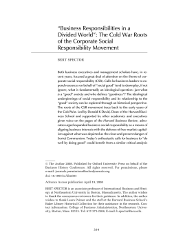 The Cold War Roots of the Corporate Social Responsibility Movement