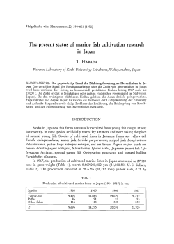 The present status of marine fish cultivation research in Japan