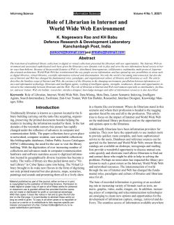 Role of Librarian in Internet and World Wide Web Environment