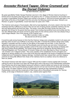 Ancestor Richard Tapper, Oliver Cromwell and the Dorset Clubmen