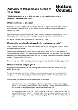 Authority to discuss form and leaflet