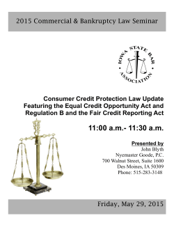 Consumer Credit Protection Law Update Featuring the Equal Credit